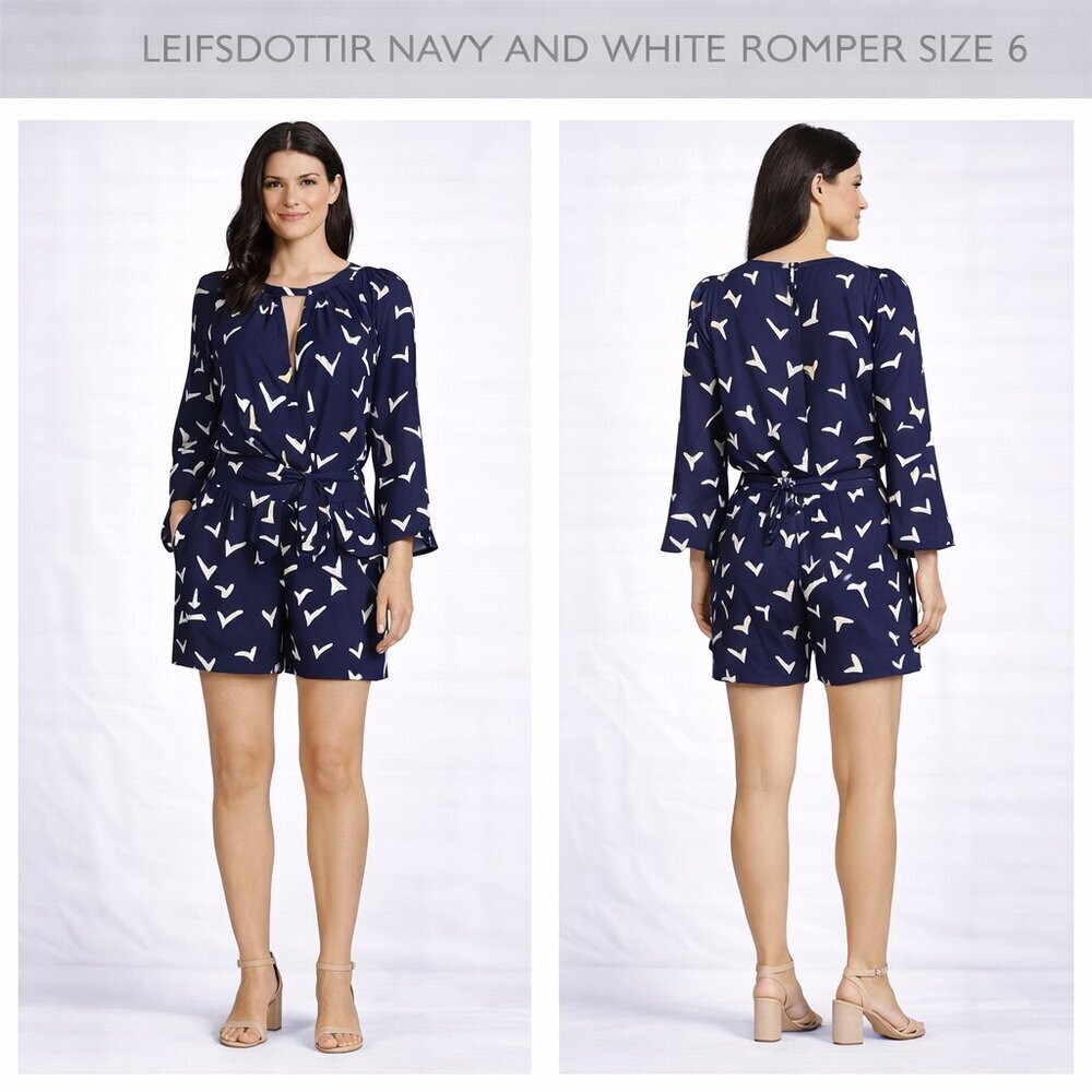 Leifsdottir Navy and White Romper Size 6